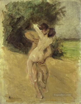  1926 Pintura al %C3%B3leo - Escena de amor 1926 Max Liebermann Desnudo impresionista alemán